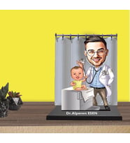 Kişiye Özel Bay Çocuk Doktoru Karikatürlü Ahşap Biblo