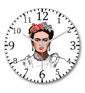 Frida Kahlo  Duvar  Saati  Bombeli Gercek Cam
