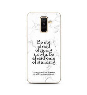 Samsung A6 Plus Beyaz Mermer Söz Tasarımlı Telefon Kılıfı