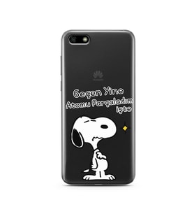 Snoopy Tasarımlı Süper Şeffaf Silikon Telefon Kılıfı Huawei Y5 2018