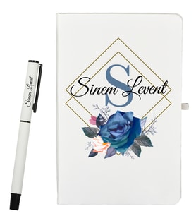 Sevgiliye Hediye Kişiye Özel Şık Tasarımlı Defter ve Roller Kalem Seti