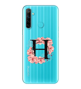 Pembe Çiçekli Harf Tasarım Süper Şeffaf Silikon Telefon Kılıfı Oppo Realmi 6i H-