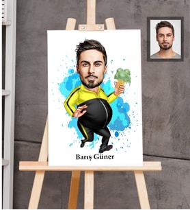 Kişiye Özel Erkek Karikatürlü Ahşap Tablo 30x47  Bay-12