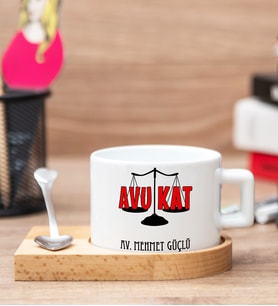 Avukata Hediye Ahşap Altlıklı Fincan