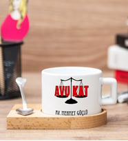 Avukata Hediye Ahşap Altlıklı Fincan