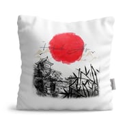 BK Gift Kişiye Özel Japanese Landscape Tasarımlı Beyaz  Yastık  1