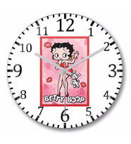 Betty Boop Duvar Saati Bombeli Gercek Cam