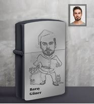 Kişiye Özel Yılbaşı Erkek Karikatürlü Siyah Benzinli Çakmak Model-7