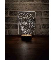 Elvis Presley Figürlü Dekoratif Hediye Led Masa Lambası 7 Işık Rengi Ahşap Taban
