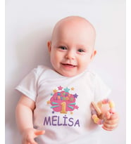 Pia Baby T2022-10 %100 Pamuk Bebek 1 Yaş Doğum Günü Çıtçıtlı Body