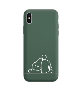 Iphone X Çizgi Tasarımlı Koyu Yeşil Lansman Telefon Kılıfı
