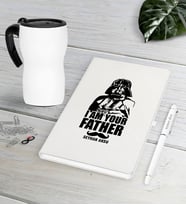 BK Gift Kişiye Özel Baba Beyaz Defter Kalem Termos Mug Seti-2 (Model 1)