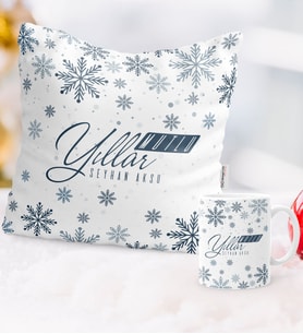 BK Gift Kişiye Özel Yılbaşı Mutlu Yıllar Temalı Yastık Kupa Seti - 17