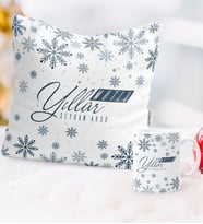 BK Gift Kişiye Özel Yılbaşı Mutlu Yıllar Temalı Yastık Kupa Seti - 17
