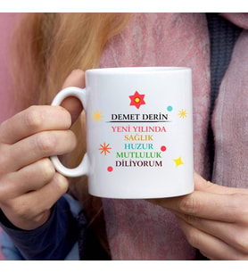 Yılbaşı Hediyesi İsimli Kupa Bardak Beyaz