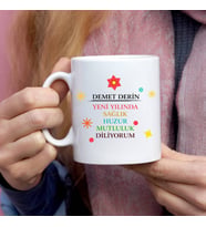 Yılbaşı Hediyesi İsimli Kupa Bardak Beyaz