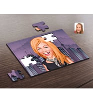 BK Gift Kişiye Özel Kadın Karikatürlü Ahşap Puzzle-75