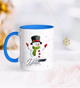 BK Gift Kişiye Özel Yılbaşı Mutlu Yıllar Mavi Kupa ve Kar Tanesi Kolye-16 (Model 1)