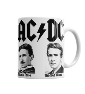 Ac Dc Tesla Ve  Edison  Kupa Bardak Porselen