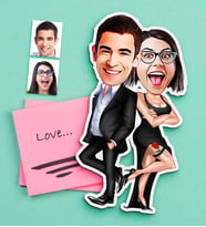 BK Gift Kişiye Özel Sevgililer Karikatürlü Ahşap Magnet-6 (Çok Renkli)