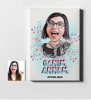 BK Gift Kişiye Özel Canım Annem Karikatür Kanvas Tablo 50x70cm