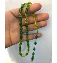 Kehribar Tesbih Toz kehribar Tesbih Kırmızı Renk (Yeşil)