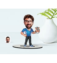 BK Gift Kişiye Özel Bay Antrenör Karikatür Ahşap Biblo  1