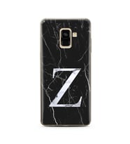 Samsung A8 Plus Siyah Mermer Harf Tasarımlı Telefon Kılıfı Z-Harfi 