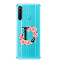 Pembe Çiçekli Harf Tasarım Süper Şeffaf Silikon Telefon Kılıfı Oppo Realmi 6i L-