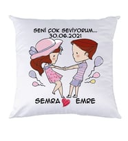Biresimden Sevgiliye Hediye 14 Şubat Sevgililer Günü Kişiye Özel İsimli ve Tarihli Yastık