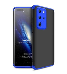 Microsonic Huawei P40 Pro Kılıf Double Dip 360 Protective Siyah Mavi