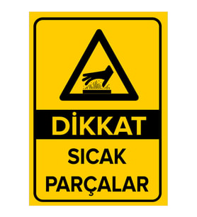 MIGNATIS - Dikkat Sıcak Parçalar Levhası - Sac Malzeme 25x35cm