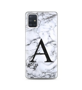 Samsung A51 Beyaz Mermer Harf Tasarımlı Telefon Kılıfı A-Harfi 