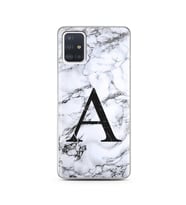 Samsung A51 Beyaz Mermer Harf Tasarımlı Telefon Kılıfı A-Harfi 