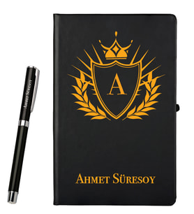 Kişiye Özel Defter Ve Roller Kalem Set Şık Hediye Paketinde