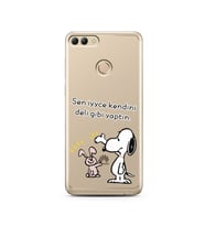 Snoopy Tasarımlı Süper Şeffaf Silikon Telefon Kılıfı Huawei Y9 2018