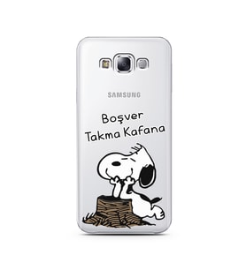 Snoopy Tasarımlı Süper Şeffaf Silikon Telefon Kılıfı Samsung E7