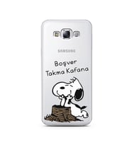 Snoopy Tasarımlı Süper Şeffaf Silikon Telefon Kılıfı Samsung E7