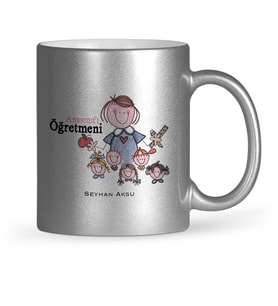 BK Gift Kişiye Özel Anasınıfı Öğretmeni Gümüş Yaldızlı Kupa Bardak  2