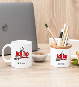 Acil Tıp Teknisyeni Beyaz Kupa Bardak Ve Kalemlik Seti