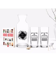 BK Gift Kişiye Özel Renkli Baskılı İsimli İkili Rakı Bardağı Karaf ve Cep Kitabı Hediye Seti-21 (Model 1)