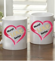 Kişiye Özel Love Kalpli Kupa Bardak