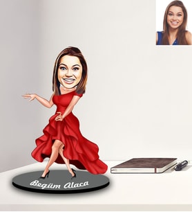 Kişiye Özel Bayan Karikatürlü Ahşap Biblo Model-9