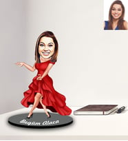 Kişiye Özel Bayan Karikatürlü Ahşap Biblo Model-9