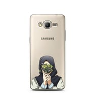 Kapalı Çiçekli Kız Tasarımlı Süper Şeffaf Silikon Telefon Kılıfı Samsung Grand P