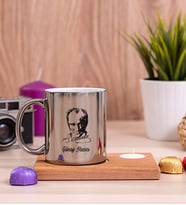 Atatürk Siluetli Ahşap Altlıklı Mumlu Silver Kupa Bardak