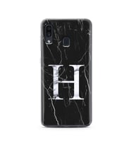 Samsung A30 Siyah Mermer Harf Tasarımlı Telefon Kılıfı H-Harfi 
