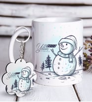 BK Gift Kişiye Özel Yılbaşı Mutlu Yıllar Beyaz Kupa ve Anahtarlık Hediye Seti-18 (Model 1)