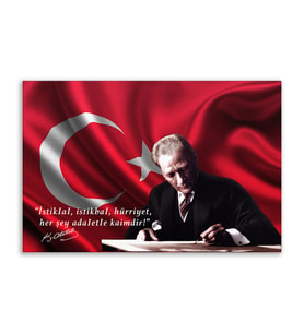 ''Güner Ofis''  Atatürk Tablosu Deri Üzerine Kanvas Tablo 80x130