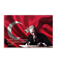 ''Güner Ofis''  Atatürk Tablosu Deri Üzerine Kanvas Tablo 80x130